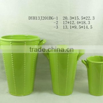 ceramic flower pot with handle