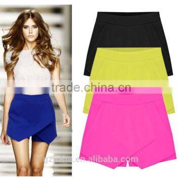 Hot Fashion Womens 6 Color Irregular Low Waist Shorts Culottes Pants New Shorts Skirt