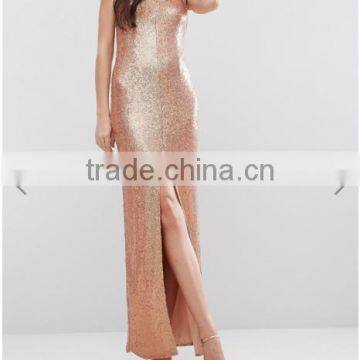 New Fashion Ladies Long Front Split Sequin Cross Back Maxi Dress photo-2