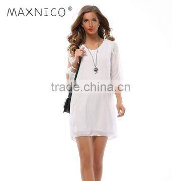 Maxnegio chiffon straight dress for ladies