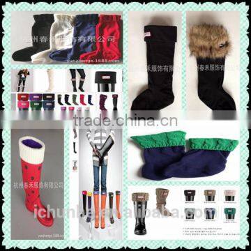 High Quality Winter Fleece Rain Boot Socks With Knit Cuff photo-2