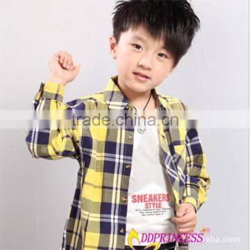 2015 factory sales directly casual long sleeve cotton baby boy polo plaid shirt