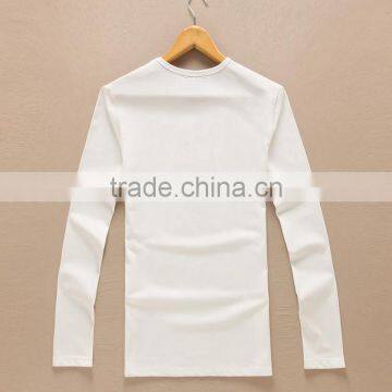 Pure White Simple Ladies 100% Cotton Long Sleeve T-shirt photo-2