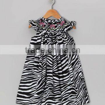 Black zebra smocked bishop dress for girls infant toddler Spring 2014