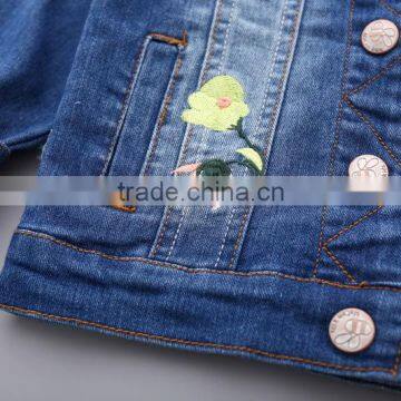 S33420W Kid Jean Jacket For Girl Flower Embroidered Jacket Baby Girl Child Denim Jacket photo-5