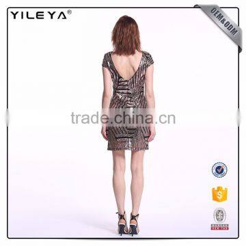 Oem&Odm Service Dotted Line Deep V Behind Women Stylish Dress photo-4