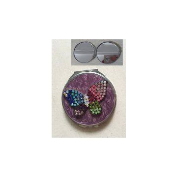 Purple Epoxy Diamonded Butterfly Compact Mirror LFM2107