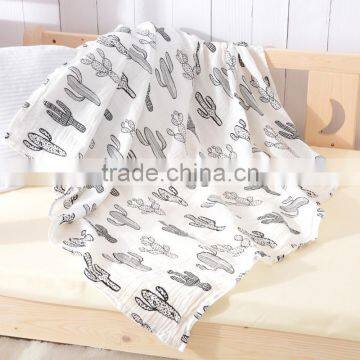 new design soft 2-layer organic printed baby muslin swaddle