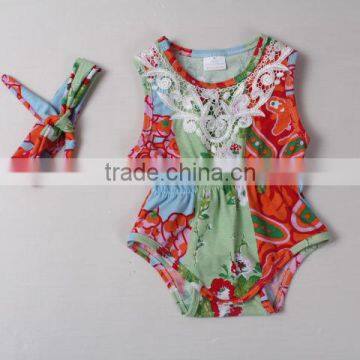 baby clothing wholesale sleeveless toddler boutique romper with headbands infant romper