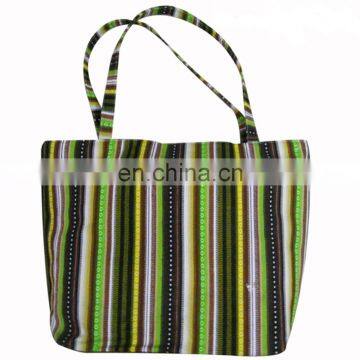 Women Full Printed Shoulder Design Stripe Canvas Bag