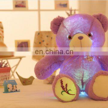 HI CE best selling valentine gift amazing led purple teddy bear light up plush toys for sale