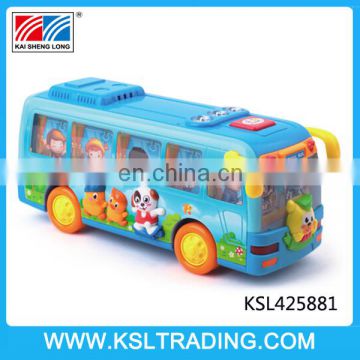 Plastic toy car electric school bus with steering wheel