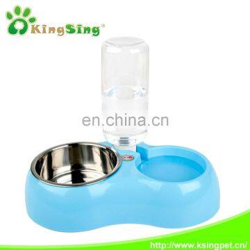 Double Dinner Bowl for Cats, Plastic and Stainless Steel Pet Bowl With Water Bottle photo-4