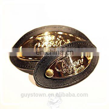 Custom Metal Casting Logo Tag Nail PU Leather Badge Patch for Shoe photo-3