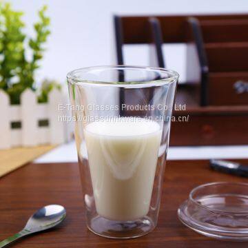 Heat Proof High Borosilicate Double Wall Glass Cup Tumbler Cups With Lid for Tea and Coffee Drinking photo-2