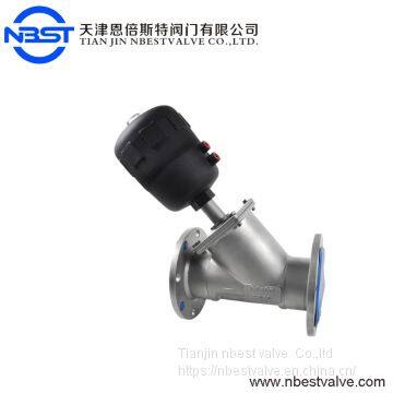 ss304 flange end pneumatic angle seat valve for steam