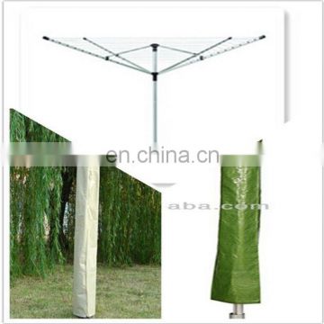 green pe tarpaulin used as rotary clothesline cover , parasol umbrella cover draw string easy fit