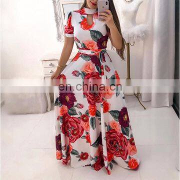LAITE D2108 Fashion Women Digital Printed Floral Casual Dresses Ladies Plus Size Dresses photo-5
