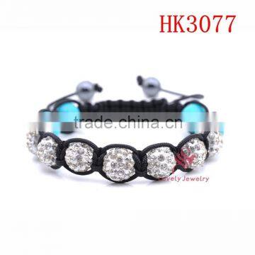 Fashion jewelry natural stone turquoise crystal bead bracelet HK3077