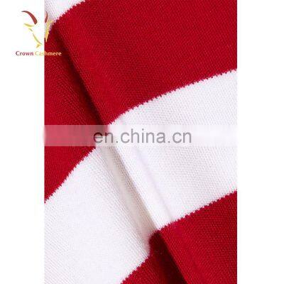 Ladies Red and White Striped Short Sleeve Pure Cashmere Sweater photo-4