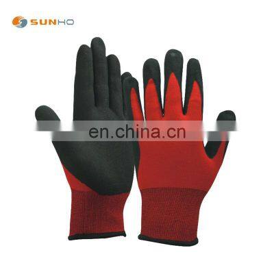 Latex sandy gloves 15 gauge nylon liner with Latex sandy coated on palm and fingertips gloves