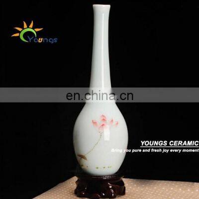 Mini Chinese Antique Handpainted Ceramic Porcelain Single Lotus Flower Vases