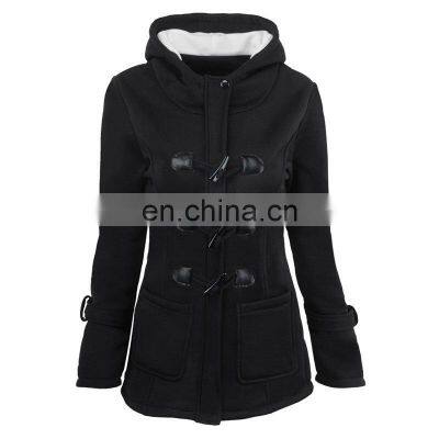 Manufacturer Wholesale Hooded Mid-length Women's Coat With Horns Buckle Plus Size Coat photo-2