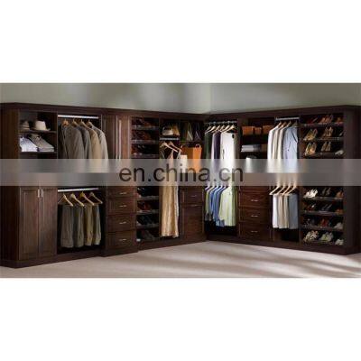 Walnut Wooden Wardrobe Closet Modular Walk-in Closet