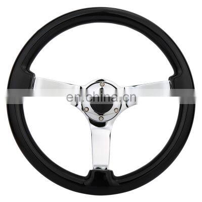 Volantes deportivos 350mm real wood steering wheel , Classic Vintage Black chrome steering wheel wood with horn button