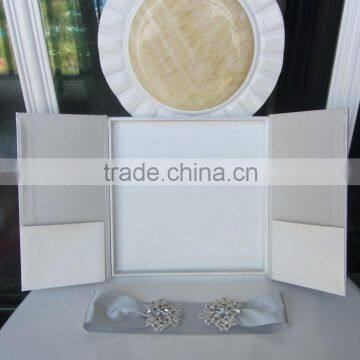 Dark Red Wooden Wholesale Wedding Invitation Box Silk With Ribbon Buckle photo-5