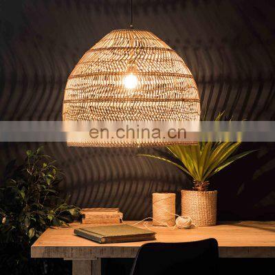 Bedroom Restaurant Chandelier Dining LED Decorative Rattan Handmade Bamboo Lamp Shade Pendant Lamp