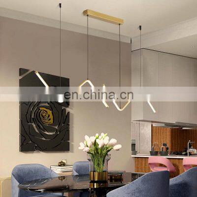 Nordic Line LED Chandelier Creative Decor Hanging Lamp Simple Restaurant Decoration Ceiling Pendant Light