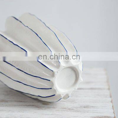 Скандинавский современный керамический вазон в форме карамболы. Искусственный горшочек для цветов. Керамический вазон для украшения интерьера дома photo-4