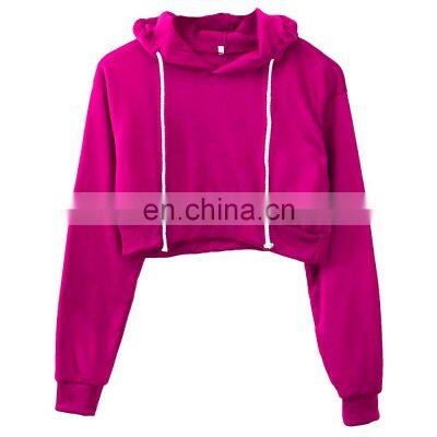 Hot Pink crop top hoodie for women custom logo crop hoodies crop hoodies manufacturer