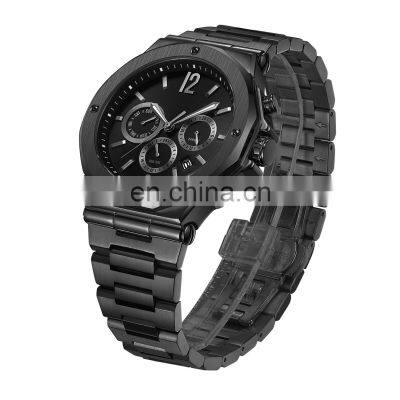 Wholesale Custom Private Label Men Watches OEM Japan Quartz Movt Stainless Steel Black Watches Waterproof Men Watch Luxury