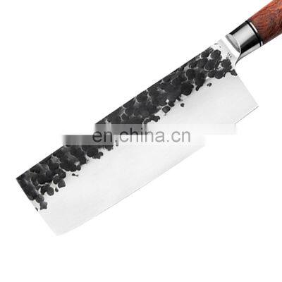6.5 Inch Forged Hammered Stainless Steel Chef Knives Kitchen Cleaver Chopper Knife With Double Steel Head Rose Wood Handle photo-2
