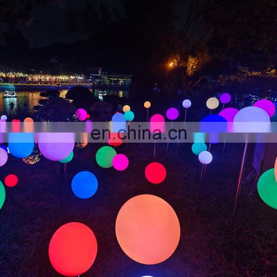 landscape garden light park pathway decorative waterproof Solar charging motion lights outdoor garden led ball stone lamp