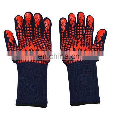 Customized Barbeque Silicone Extreme Heat Resistant Kitchen Cooking Grill Oven Mitts BBQ Gloves photo-4