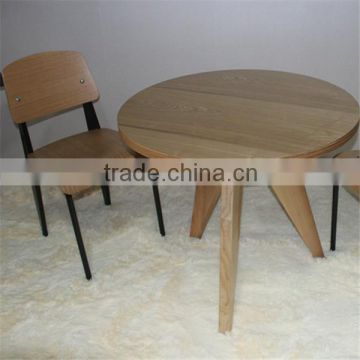 Jean Prouve round 80cm wood dining table