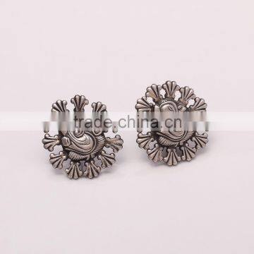 925 SOLID STERLING FINE SILVER OLD & ANTIQUE SILVER GOD GANESH EARRING
