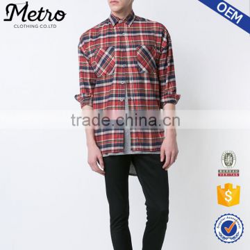 Custom made man slim fit long check shirts