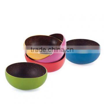 High quality best selling eco friendly lacquer natural inside outside color coconut bowl from Viet Nam