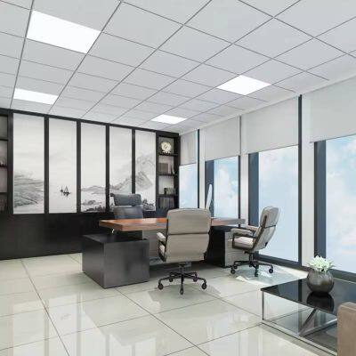 Telha de teto de fibra mineral com borda em tegue para absorção de som, design moderno para aplicação em hotéis photo-5