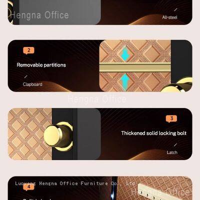HN-GL60 Luxury Biometric Fingerprint Furniture Safe, Gold, Intelligent Security Box With Leather Interior for Hotel and Residential Project,OEM/ODM photo-5