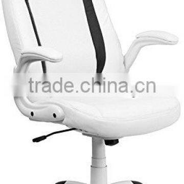 High Back White Leather Executive Swivel Office Chair with Flip-Up Arms                        
                                                Quality Choice