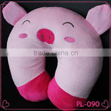 Newest design lovely pink pig shaped cozy U shape neck pillow