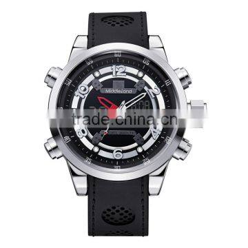 ABS Plastic double movement 2015hot selling stainless steel LED watch