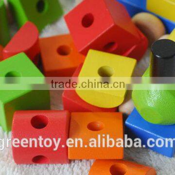 square kids wooden beads painted wood beads