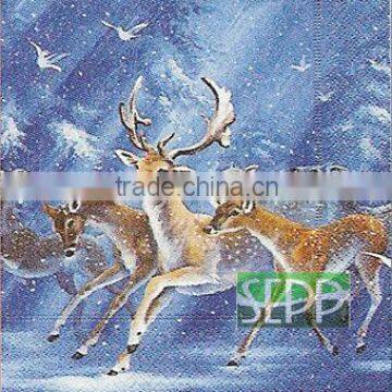 Hot Selling Christmas Decor Design Printed Paper Napkins for Resturants