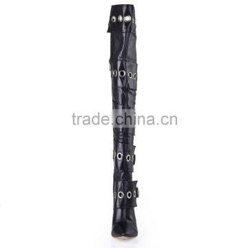 Over the Knee Lace up Boots Front Round Metal Embelished Thigh High Boots Cut Out Knee High Gladiator Boots photo-5